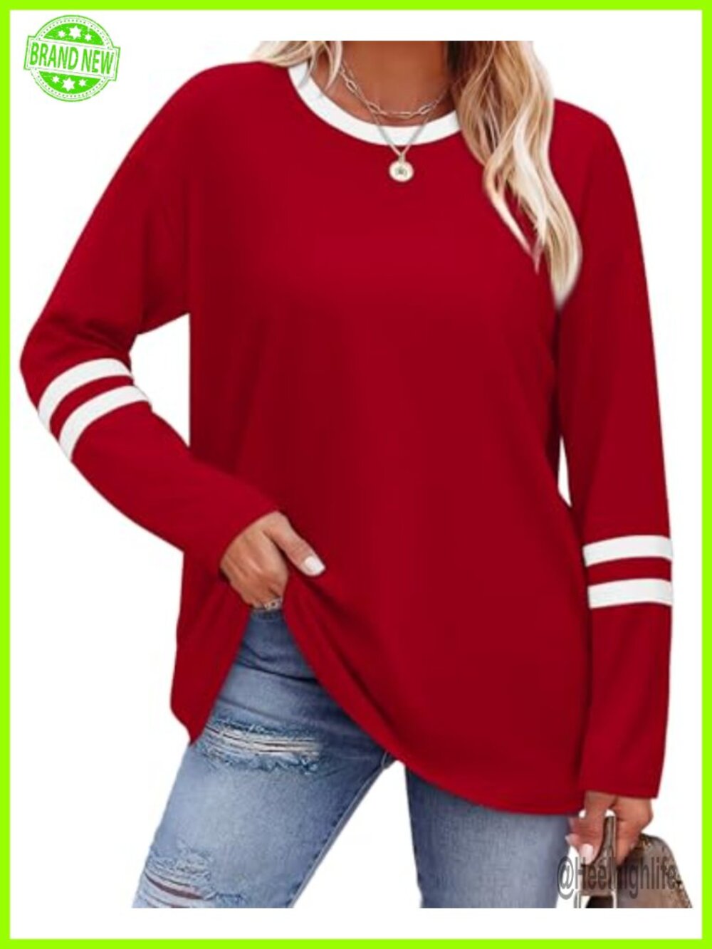 Long Sleeve Crew Neck T-Shirt Women Casual Basic Tee Fall Top